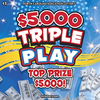 $5,000 Triple Play $1 North Carolina scratch-off ticket