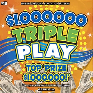 $1,000,000 Triple Play $10 North Carolina scratch-off ticket