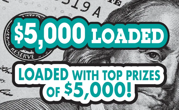 $5,000 Loaded $5 New Jersey scratch-off ticket