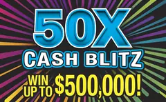 50X Cash Blitz $10 scratch-off ticket