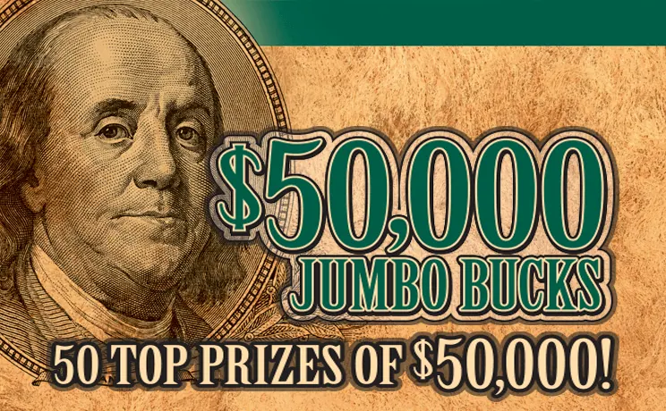 $50,000 Jumbo Bucks $10 New Jersey scratch-off ticket
