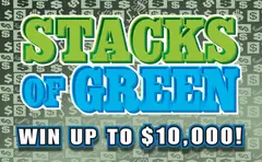 Stacks Of Green $2 scratch-off ticket