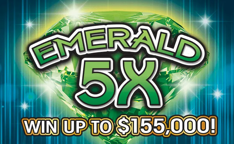 Emerald 5X $5 New Jersey scratch-off ticket