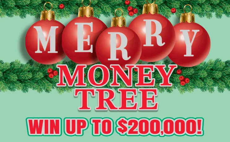 Merry Money Tree $5 New Jersey scratch-off ticket