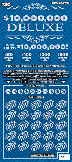 $10,000,000 Deluxe $30 scratch-off ticket