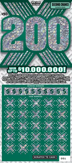 X Series: 200X $30 scratch-off ticket