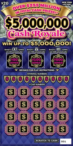 $5,000,000 Cash Royale $20 scratch-off ticket