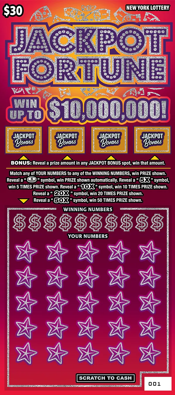 Jackpot Fortune $30 New York scratch-off ticket