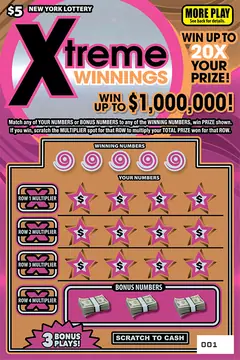 Xtreme Winnings $5 scratch-off ticket