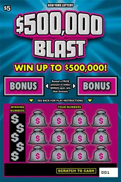 $500,000 Blast $5 scratch-off ticket