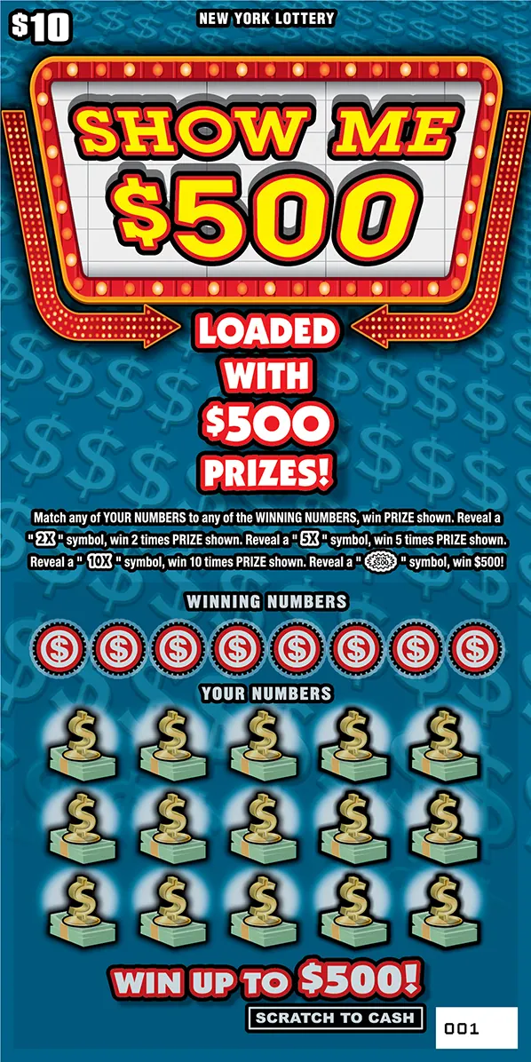 Show Me $500 $10 New York scratch-off ticket
