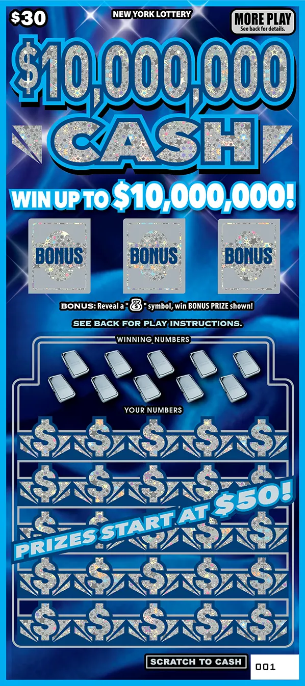$10,000,000 Cash $30 New York scratch-off ticket