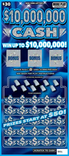 $10,000,000 Cash $30 scratch-off ticket