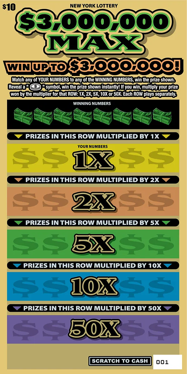 $3,000,000 Max $10 New York scratch-off ticket