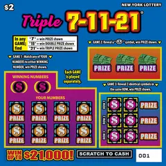 Triple 7-11-21 $2 scratch-off ticket