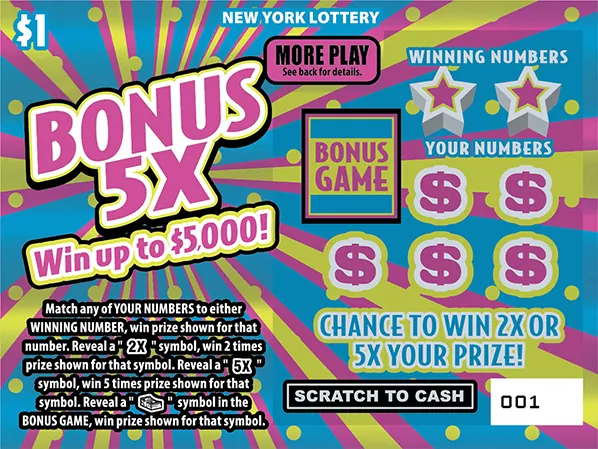 Bonus 5X $1 New York scratch-off ticket