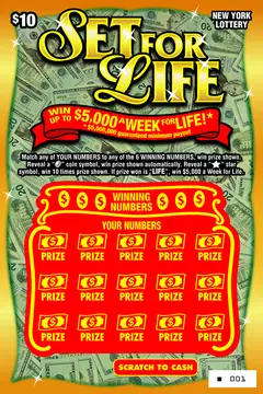 Set For Life $10 scratch-off ticket
