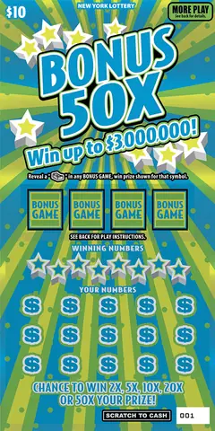 Bonus 50X $10 scratch-off ticket