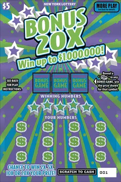 Bonus 20X $5 scratch-off ticket