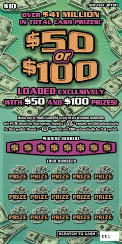 $50 Or $100 $10 scratch-off ticket