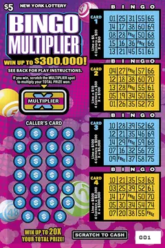 Bingo Multiplier $5 scratch-off ticket