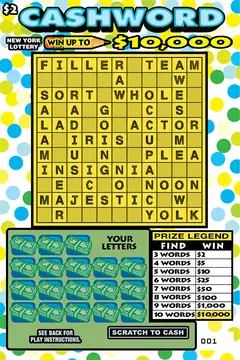 Cashword $2 scratch-off ticket