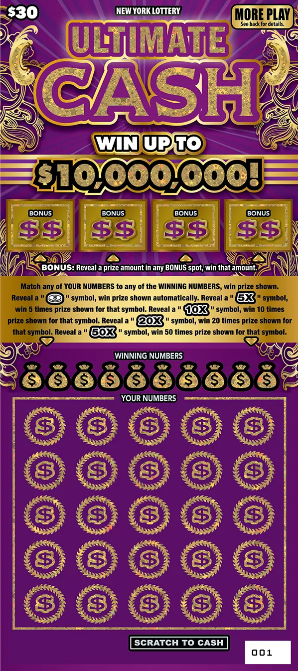 Ultimate Cash $30 New York scratch-off ticket