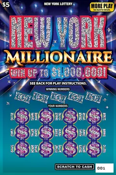 New York Millionaire $5 scratch-off ticket