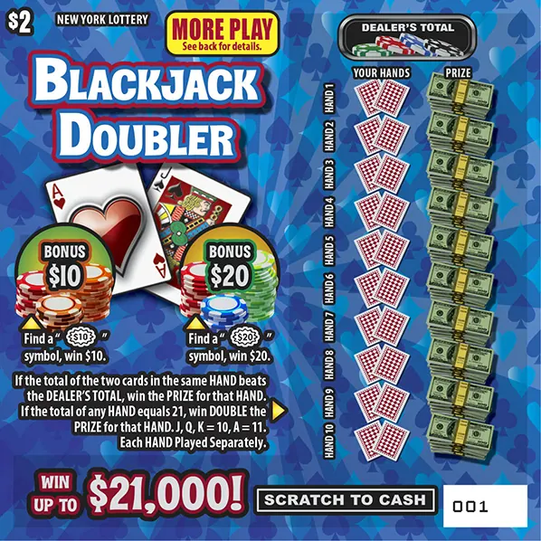Blackjack Doubler $2 New York scratch-off ticket