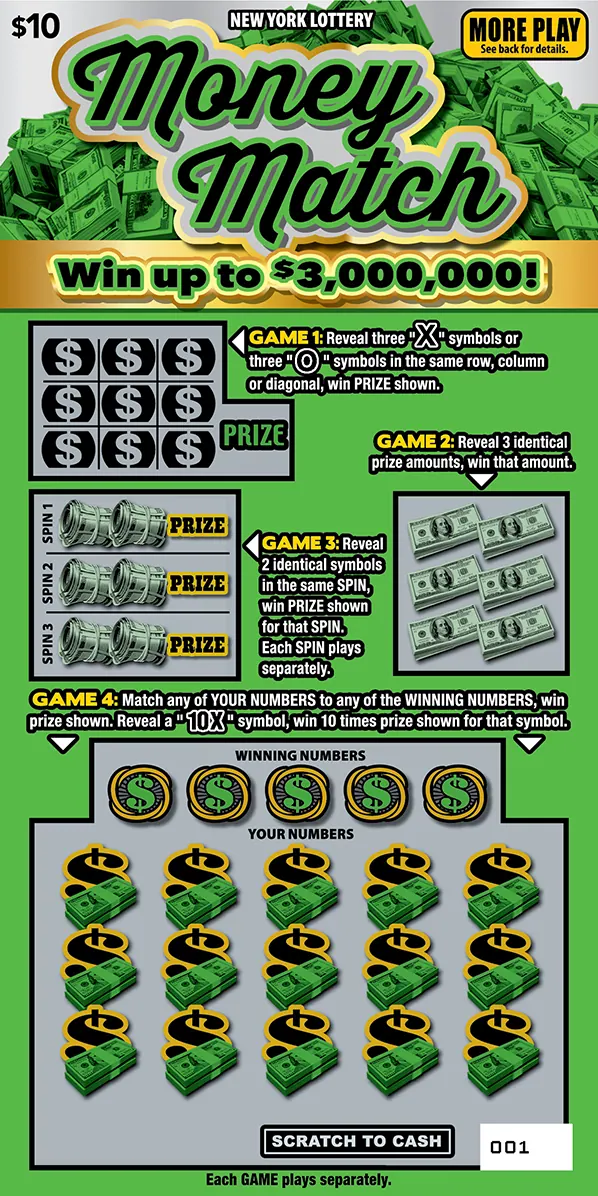 Money Match $10 New York scratch-off ticket