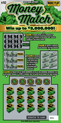 Money Match $10 scratch-off ticket