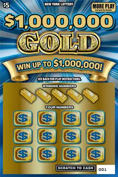 $1,000,000 Gold $5 scratch-off ticket