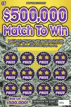 $500,000 Match To Win $5 scratch-off ticket
