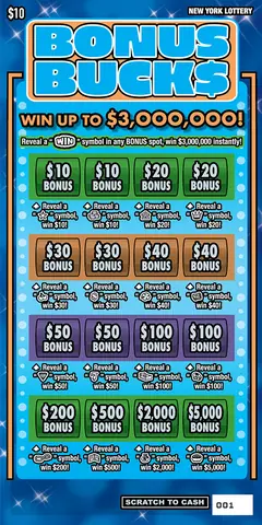 Bonus Bucks $10 scratch-off ticket