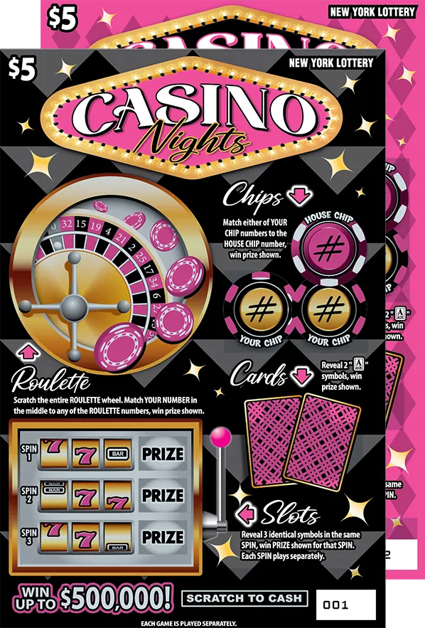 Casino Nights $5 New York scratch-off ticket