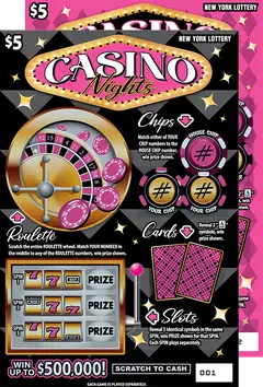 Casino Nights $5 scratch-off ticket