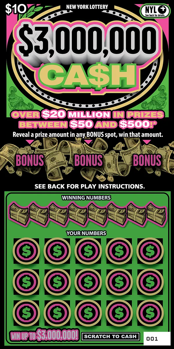 $3,000,000 Ca$H $10 New York scratch-off ticket