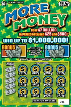More Money $5 scratch-off ticket