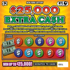 $25,000 Extra Ca$H $2 scratch-off ticket