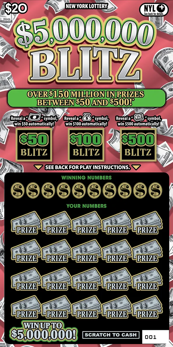 $5,000,000 Blitz $20 New York scratch-off ticket