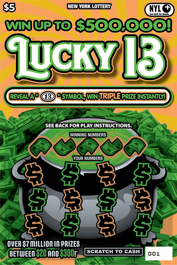 Lucky 13 $5 New York scratch-off ticket