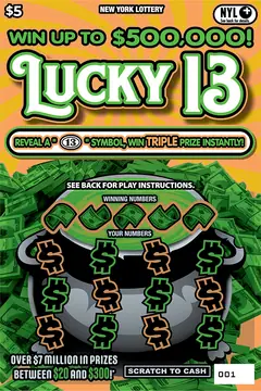 Lucky 13 $5 scratch-off ticket