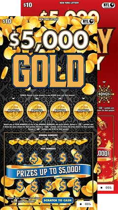 $5,000 Holiday Frenzy/$5,000 Gold $10 scratch-off ticket