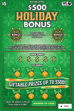 $500 Holiday Bonus $5 scratch-off ticket