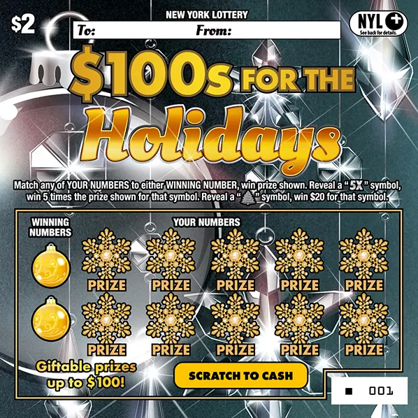 $100S For The Holidays $2 New York scratch-off ticket