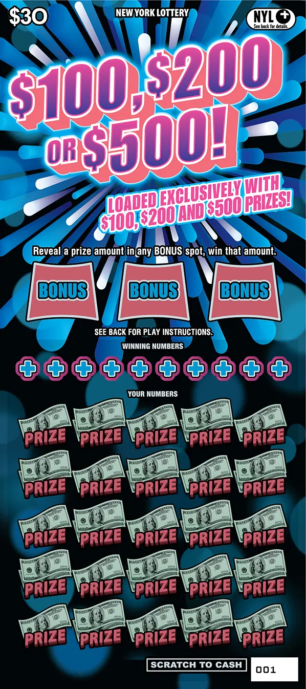 $100, $200 Or $500! $30 New York scratch-off ticket