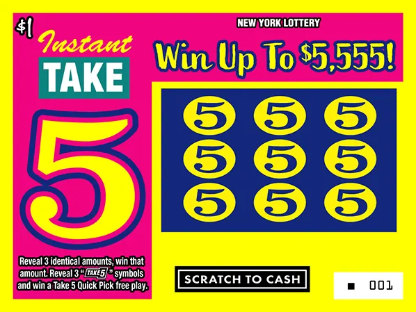 Instant Take 5 $1 New York scratch-off ticket