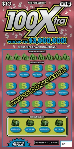 100Xtra $10 scratch-off ticket (image: New York Lottery)