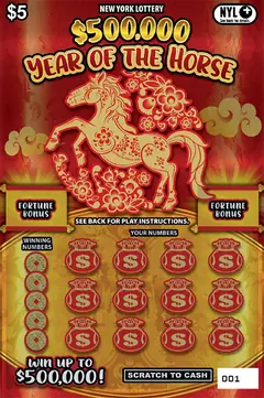 $500,000 Year Of The Horse $5 scratch-off ticket