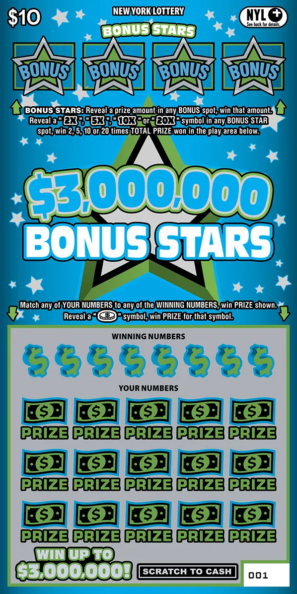 $3,000,000 Bonus Stars $10 New York scratch-off ticket